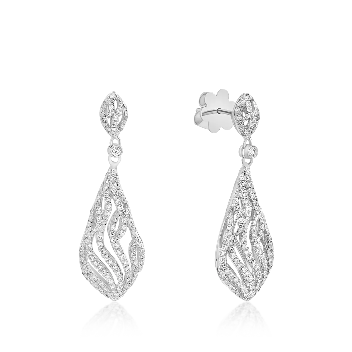 Обеци от бяло злато с 1кт диаманти