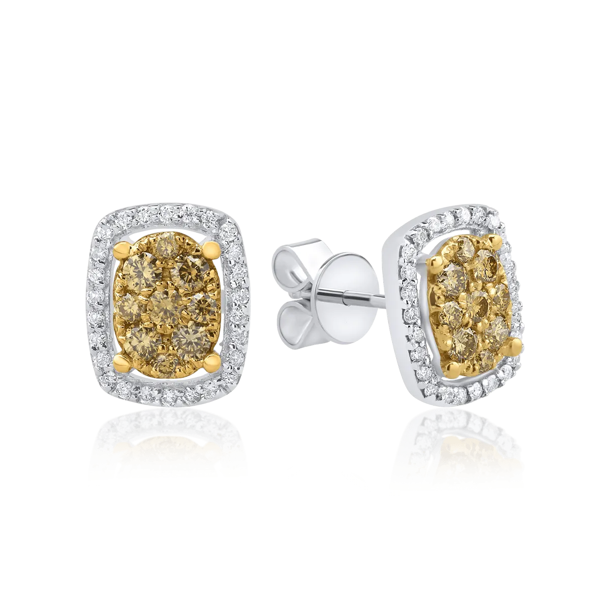 18K white gold earrings with 0.335ct yellow diamonds and 0.138ct diamonds