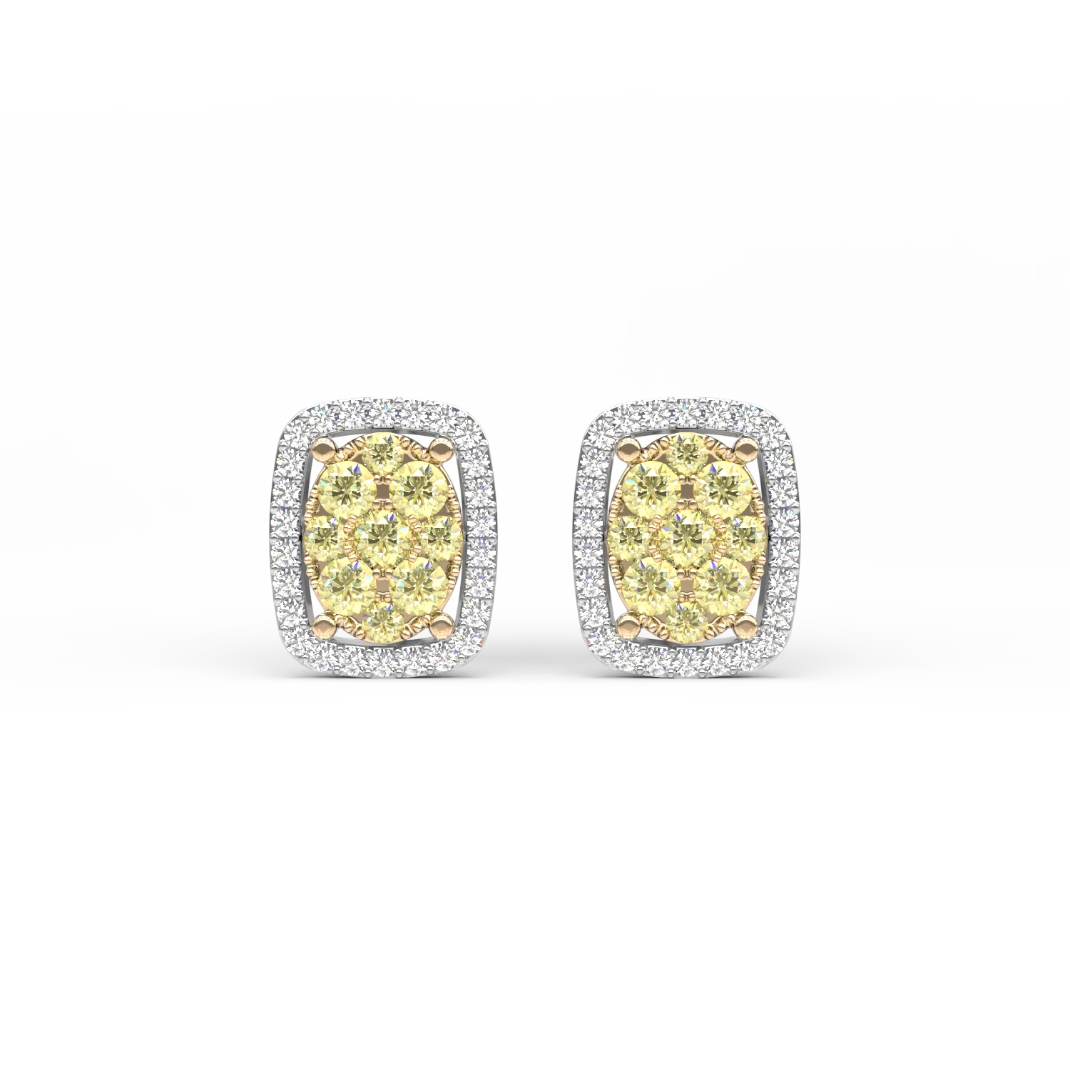 Cercei din aur alb de 18K cu diamante galbene de 0.335ct si diamante de 0.138ct-126016
