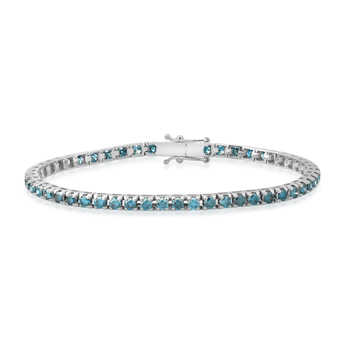 18K white gold tennis bracelet with blue diamonds of 3.05ct