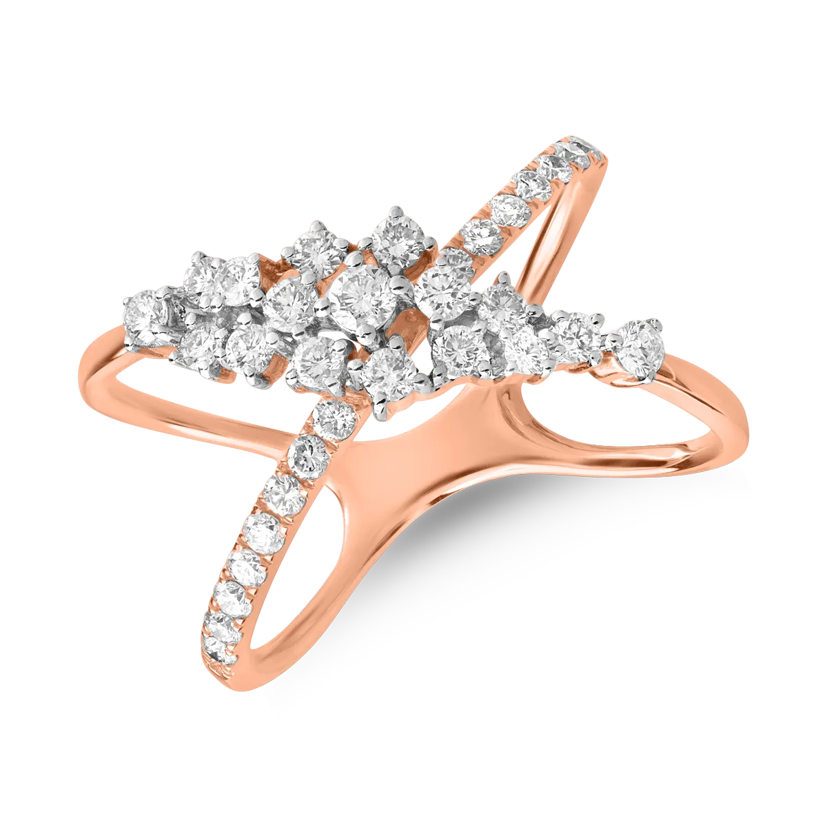 18K rose gold ring with 0.68ct diamonds