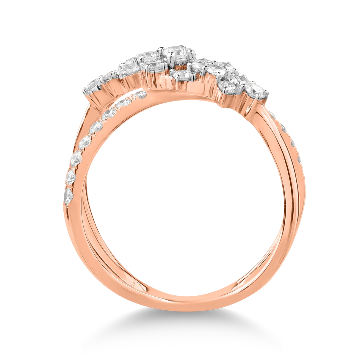Inel din aur roz de 18K cu diamante de 0.68ct