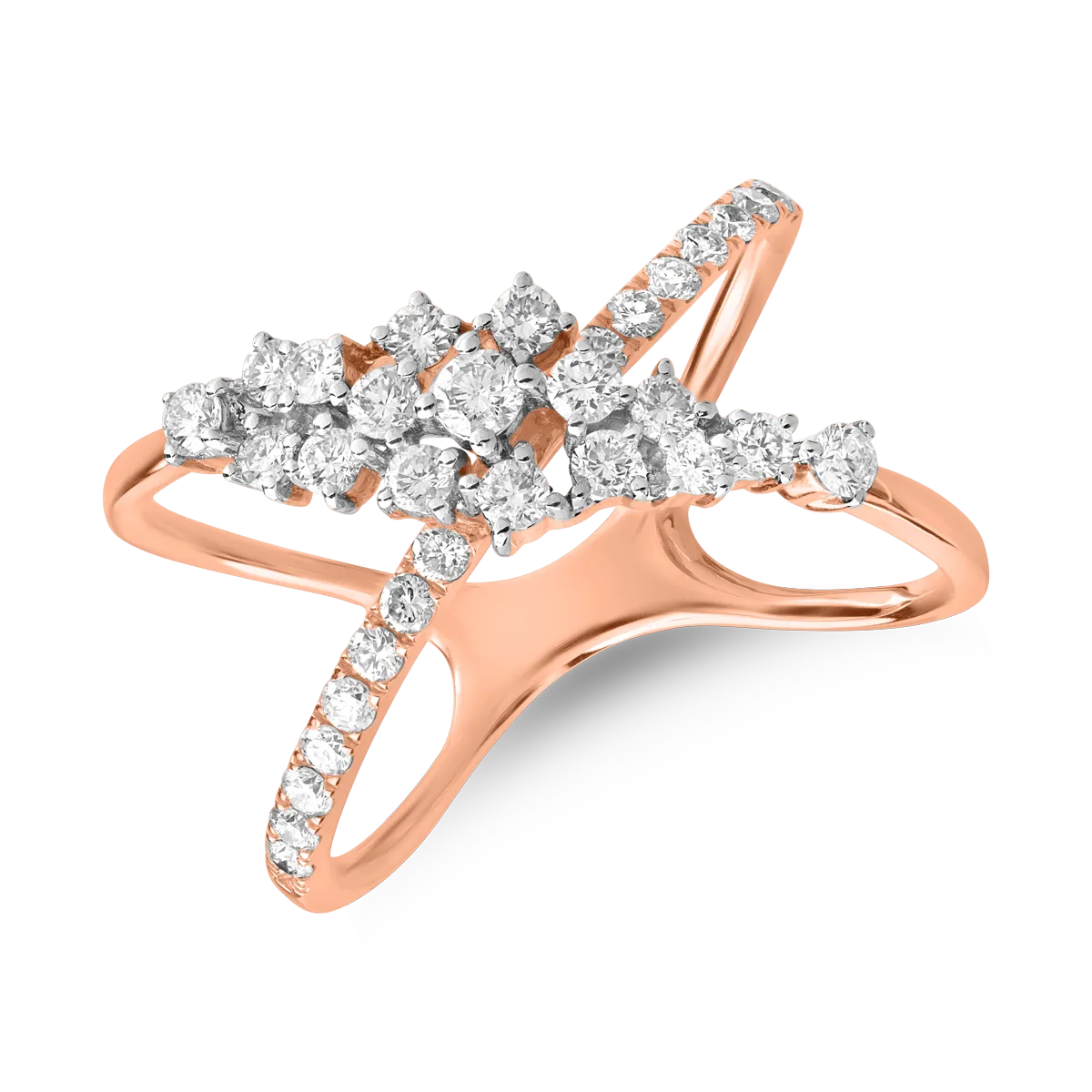 Teilor Inel din aur roz cu diamante de 0.68ct