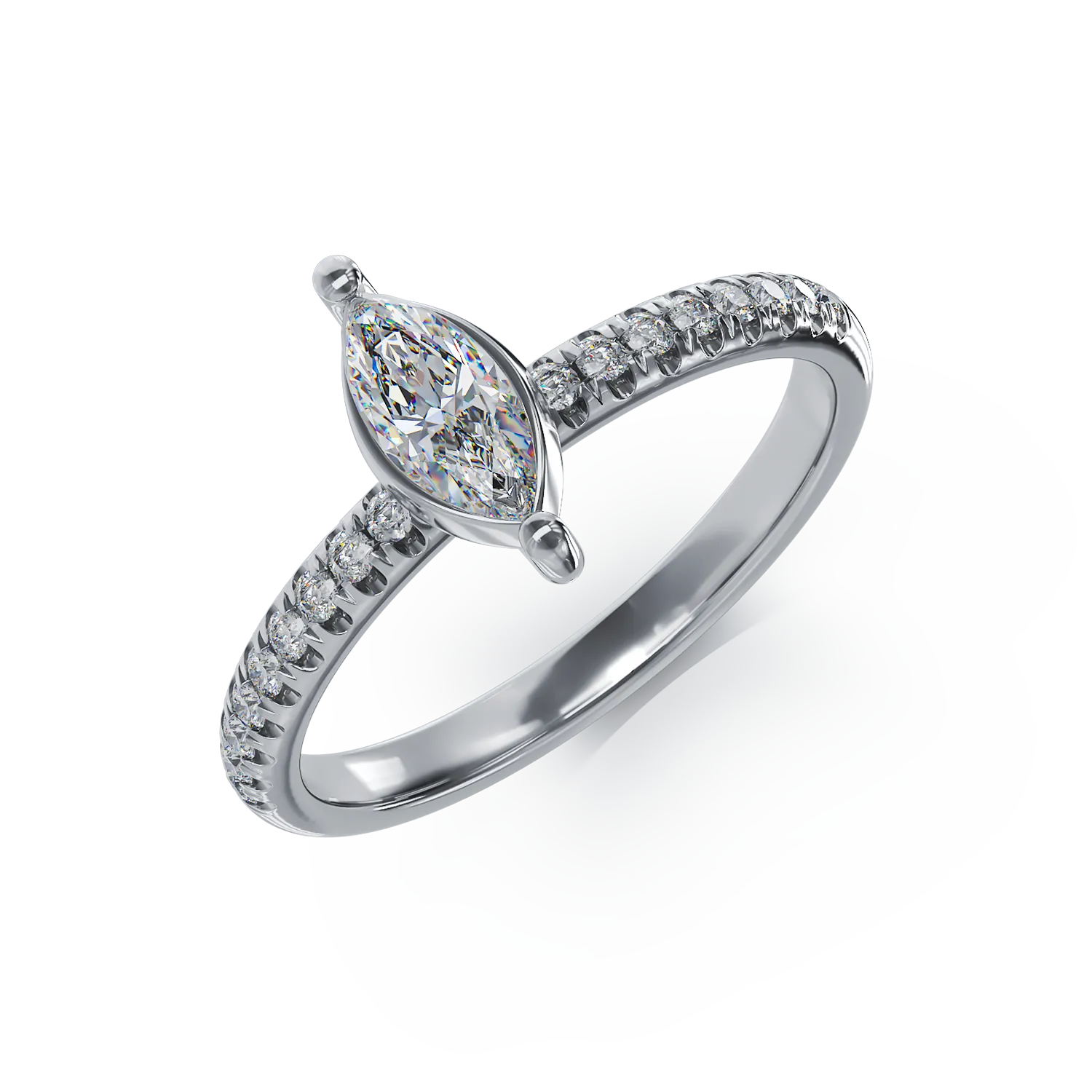 Inel de logodna din aur alb de 18K cu diamante de 0.57ct