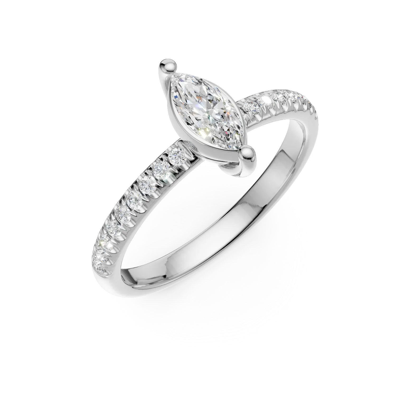 Inel de logodna din aur alb de 18K cu diamante de 0.57ct
