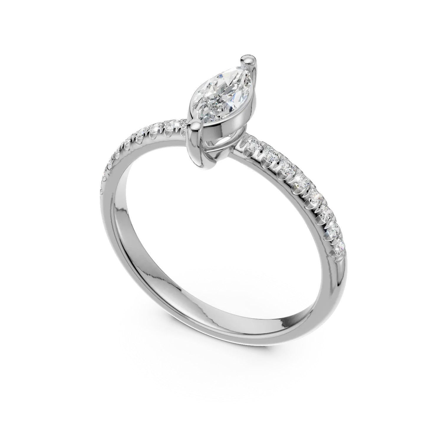 Inel de logodna din aur alb de 18K cu diamante de 0.57ct