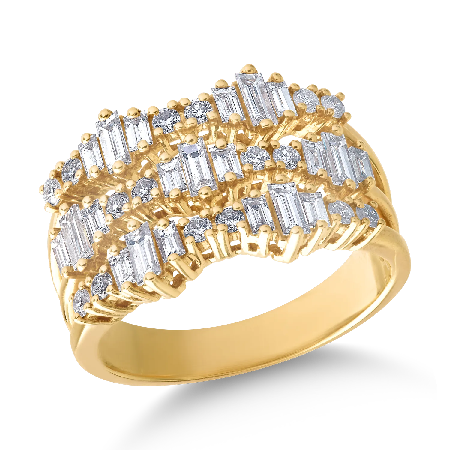18K sárga arany gyűrű 1.13ct gyémántokkal
