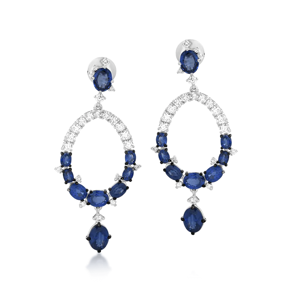 18K white gold earrings with 10.47ct sapphires and 1.96ct diamonds