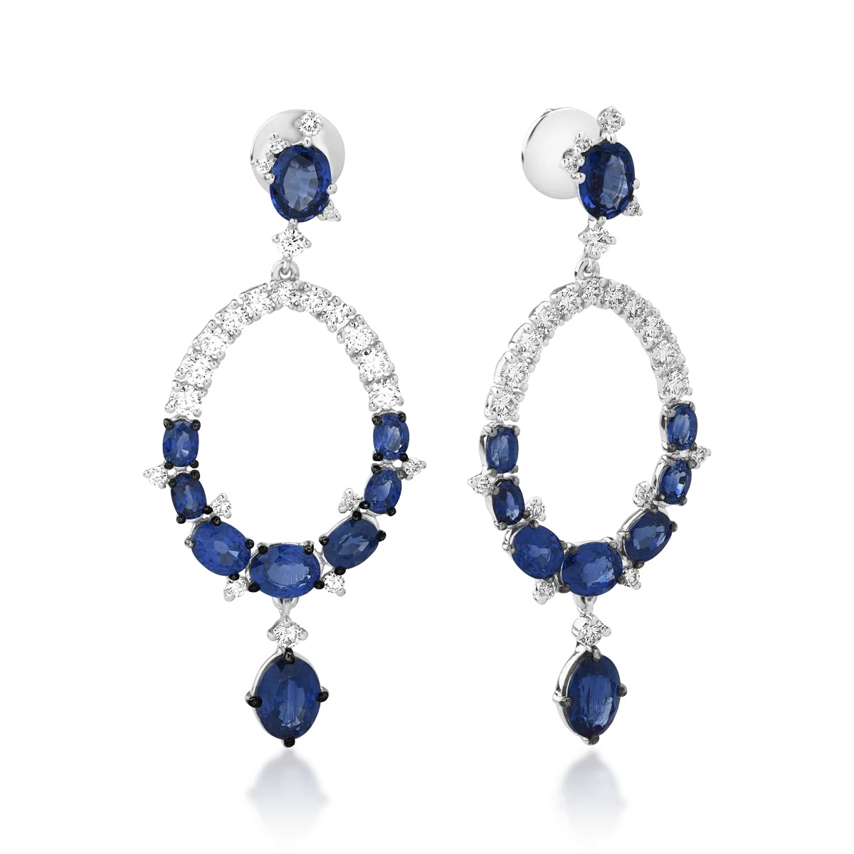 18K white gold earrings with 10.47ct sapphires and 1.96ct diamonds