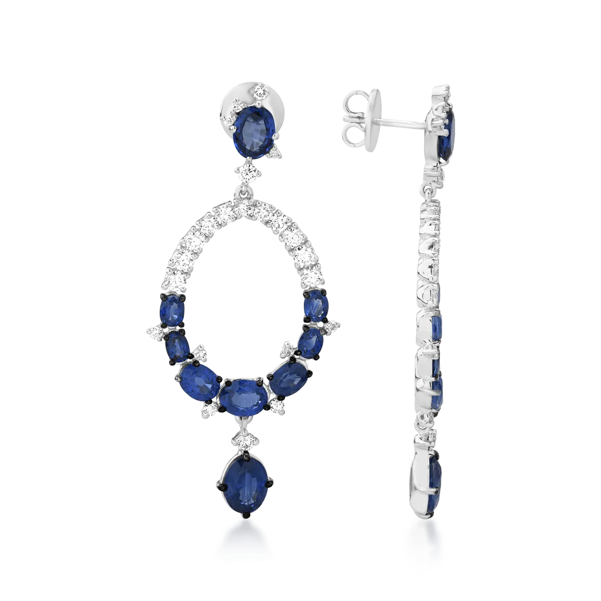 18K white gold earrings with 10.47ct sapphires and 1.96ct diamonds