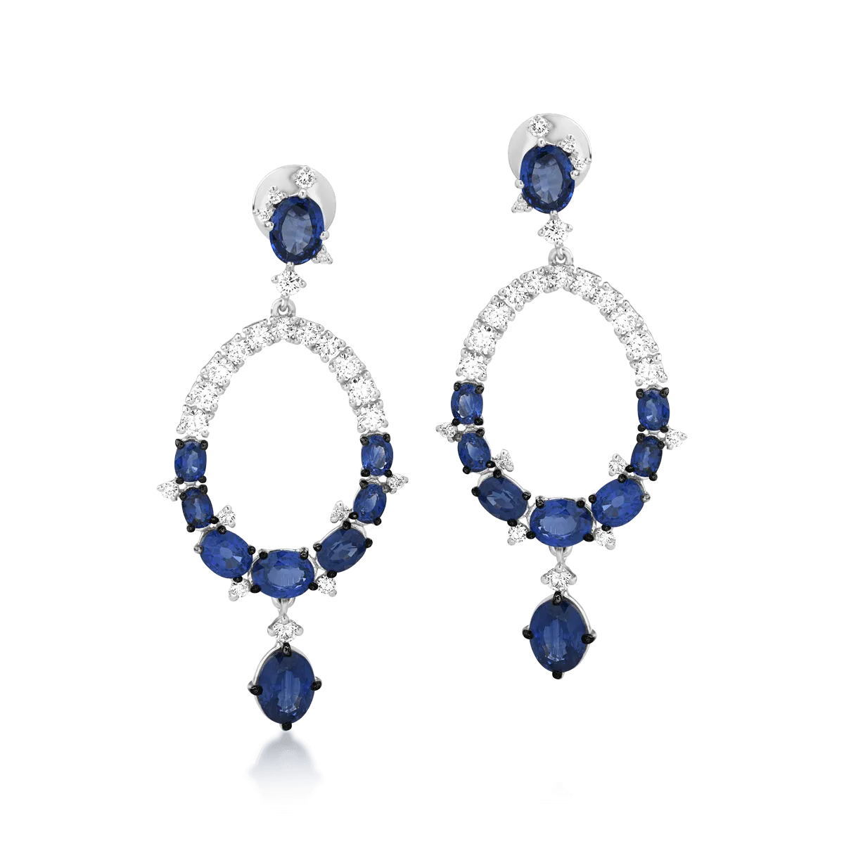 Cercei din aur alb de 18K cu safire de 10.47ct si diamante de 1.96ct-108501