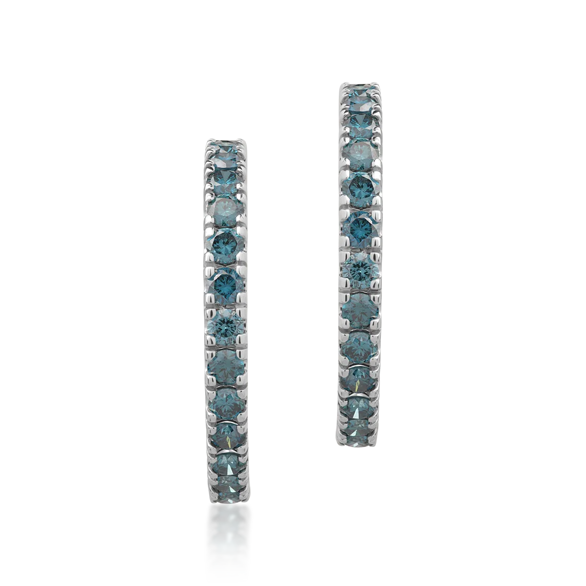 Cercei din aur alb de 18K cu diamante albastre de 1.1ct