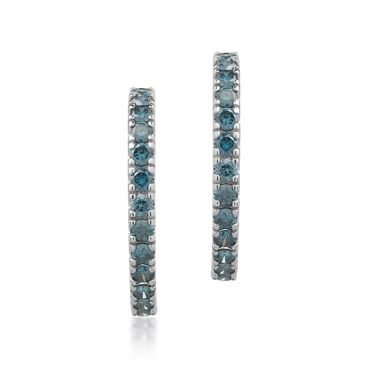 Cercei din aur alb de 18K cu diamante albastre de 1.1ct-108536