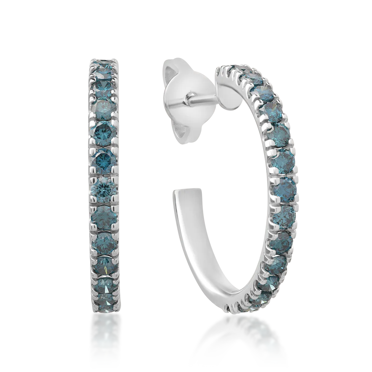 18K white gold earrings with 1.1ct blue diamonds