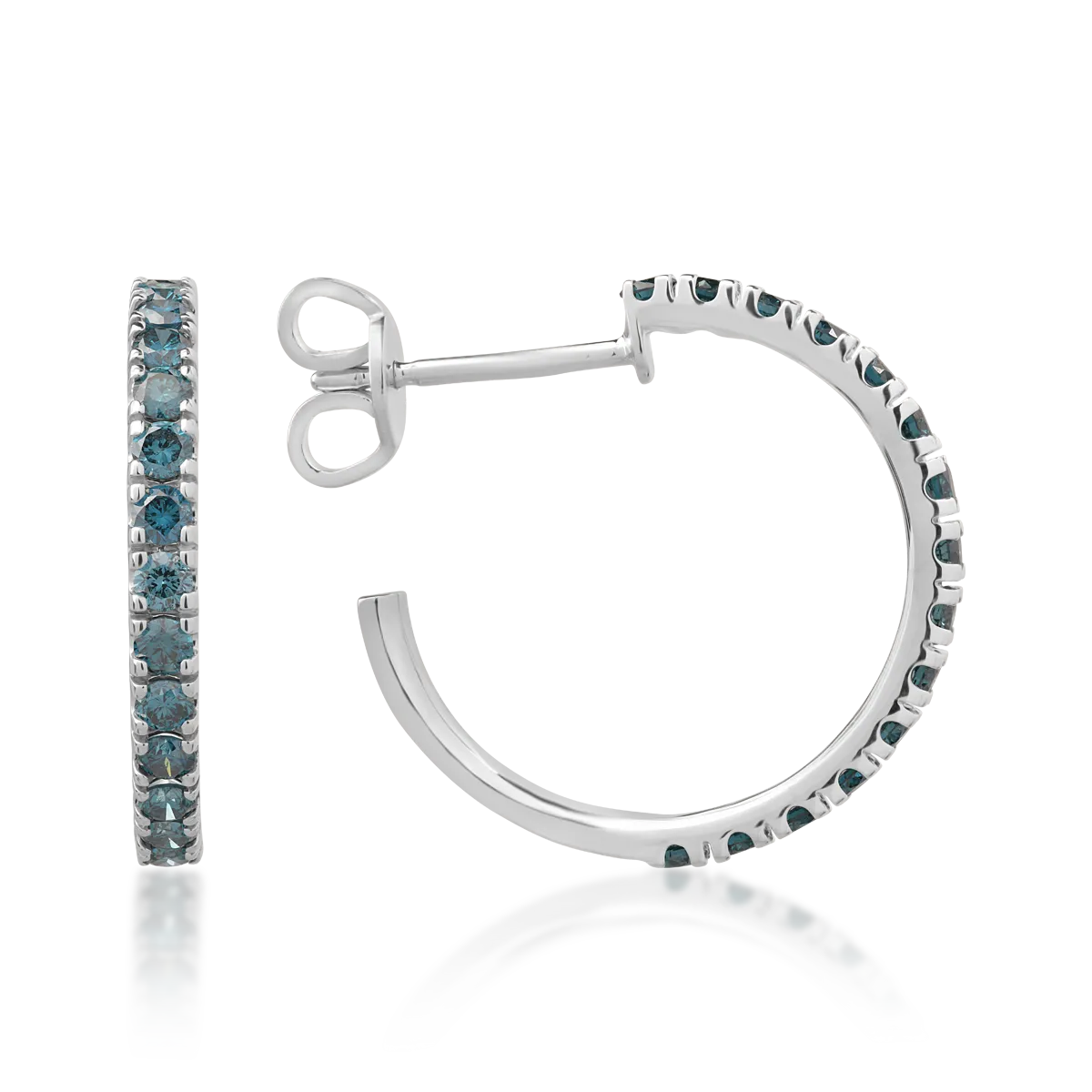 18K white gold earrings with 1.1ct blue diamonds