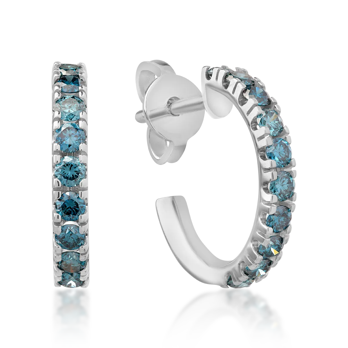 Cercei din aur alb cu diamante albastre de 0.8ct