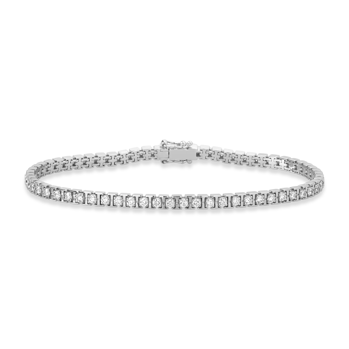 Bratara tennis din aur alb de 18K cu diamante de 2.06ct