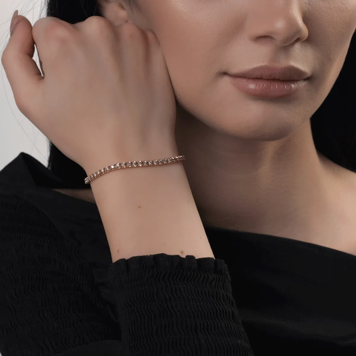Тенис гривна от 18K розово злато с 1.15ct кафяви диаманти
