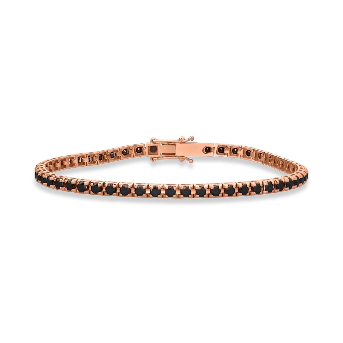 18K rose gold tennis bracelet with 2.75ct black diamonds
