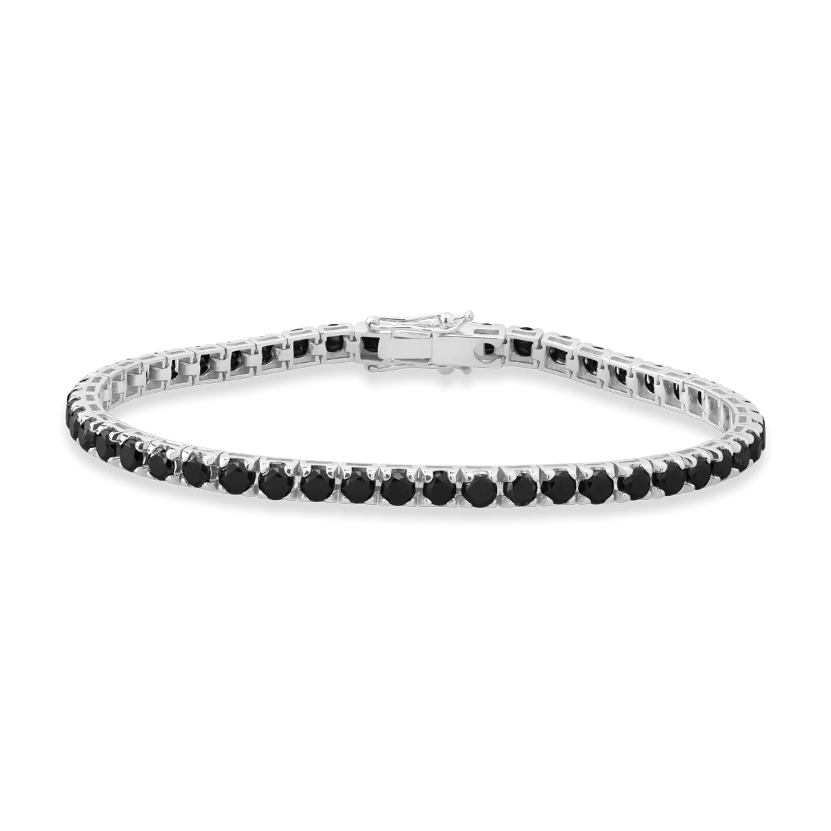 Bratara tennis din aur alb de 18K cu diamante negre de 7.3ct