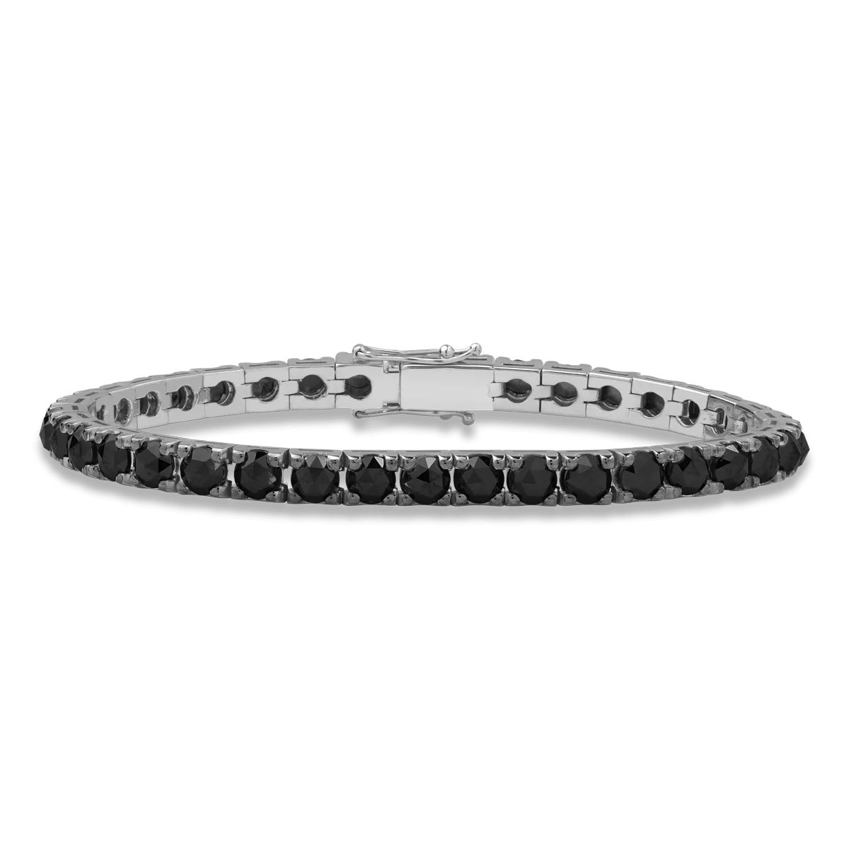 Bratara tennis din aur alb de 18K cu diamante negre de 12ct-110298