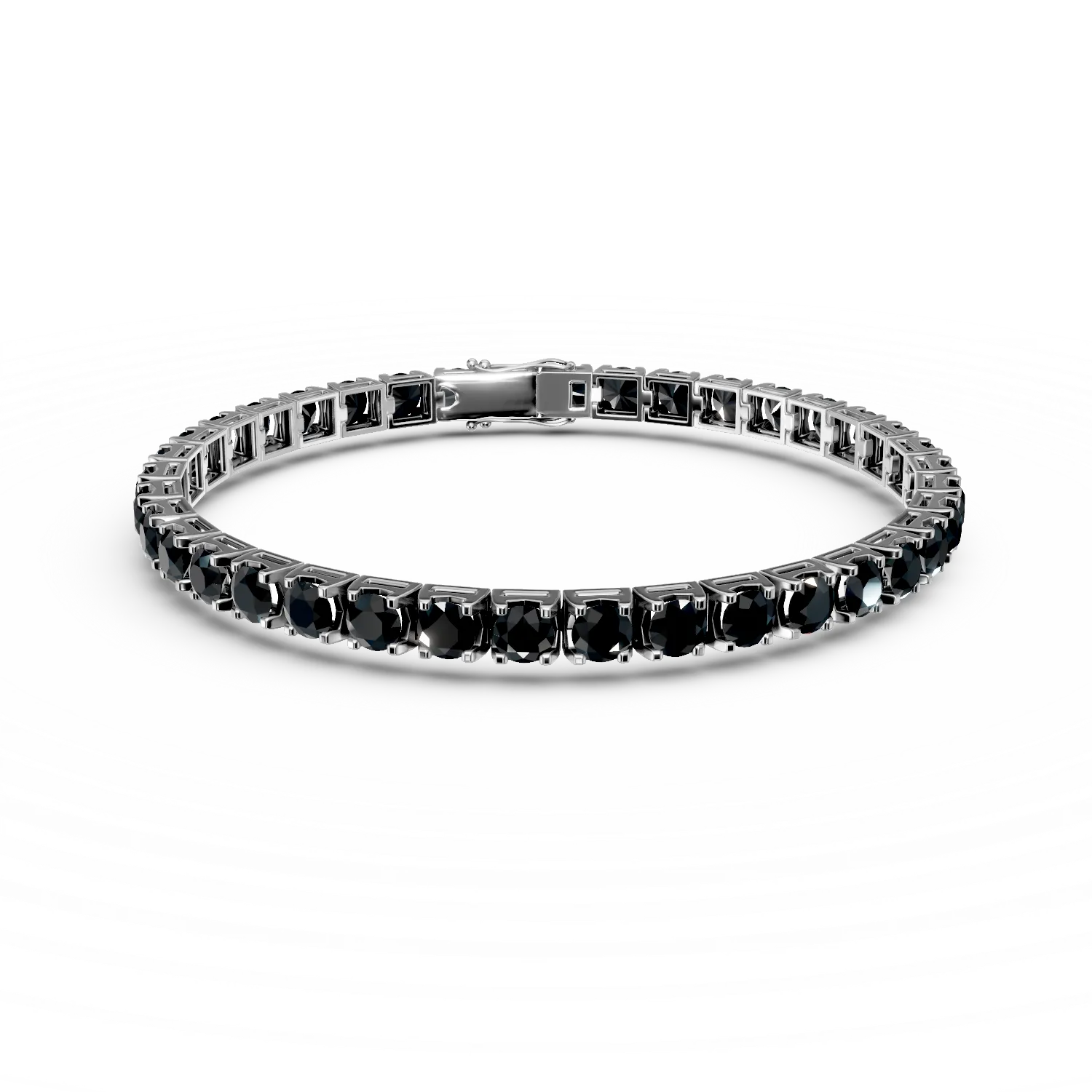 Bratara tennis din aur alb cu diamante negre rose de 12ct