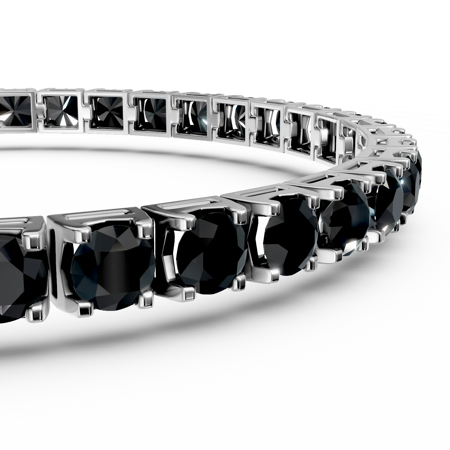 Tenisz 18k fehér arany karkötő fekete gyémánt 12ct