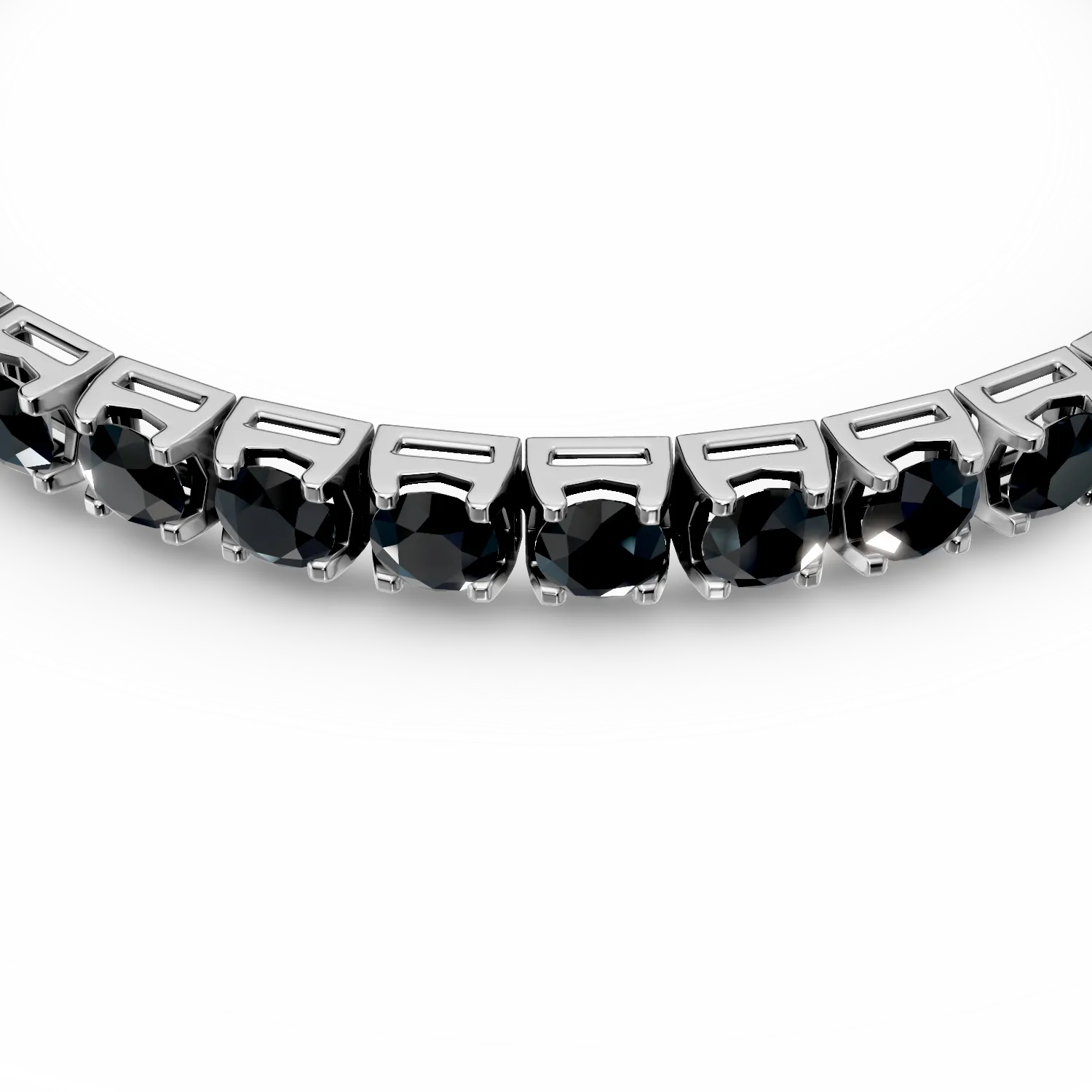 Tenisz 18k fehér arany karkötő fekete gyémánt 12ct