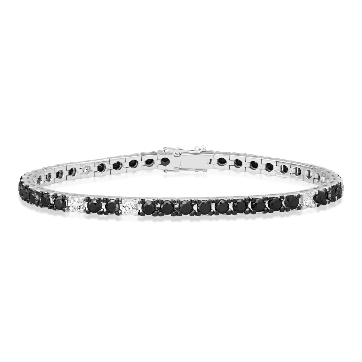 Bratara tennis din aur alb cu diamante negre de 7.2ct