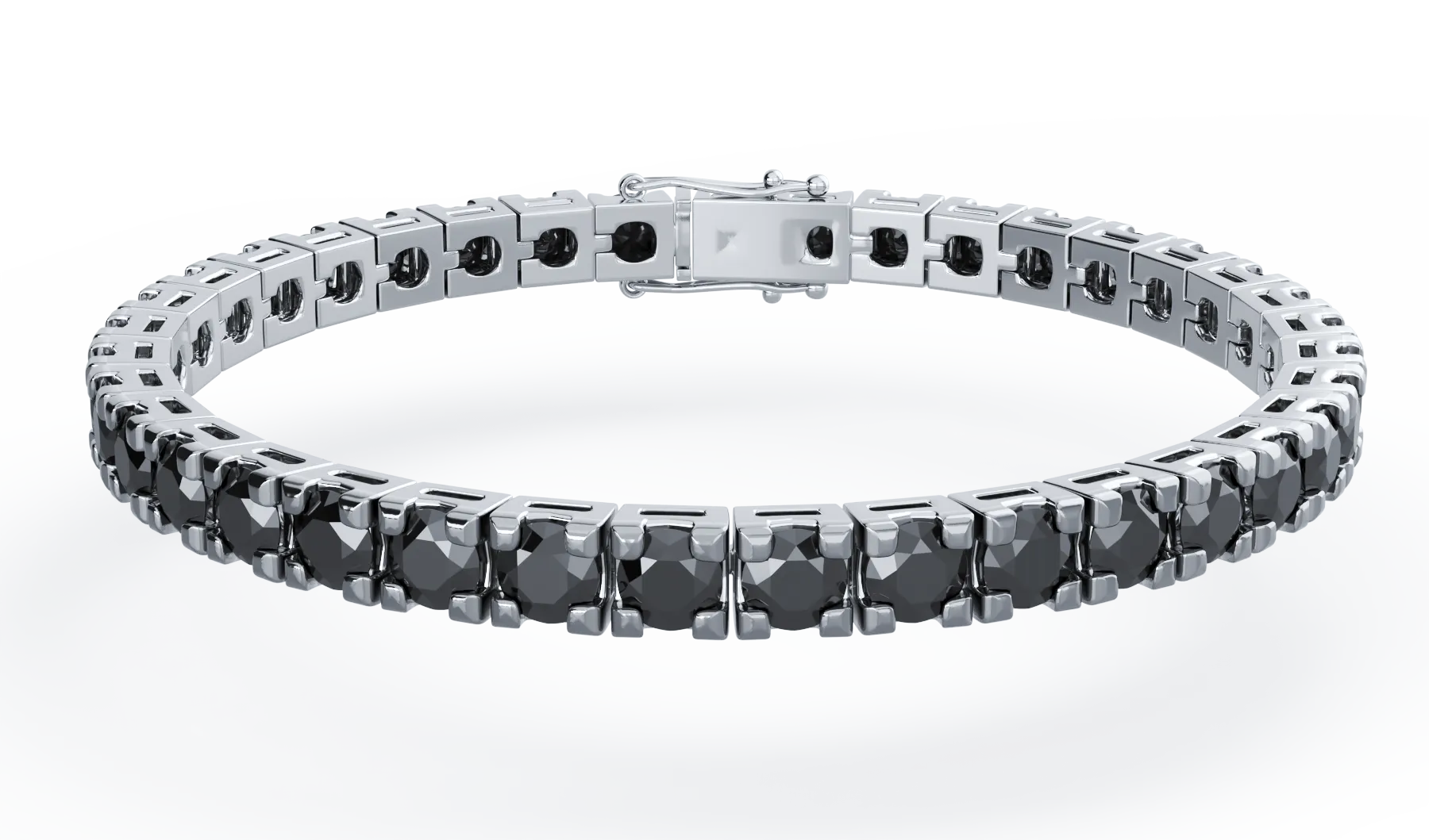 Bratara tennis din aur alb cu diamante negre de 6ct