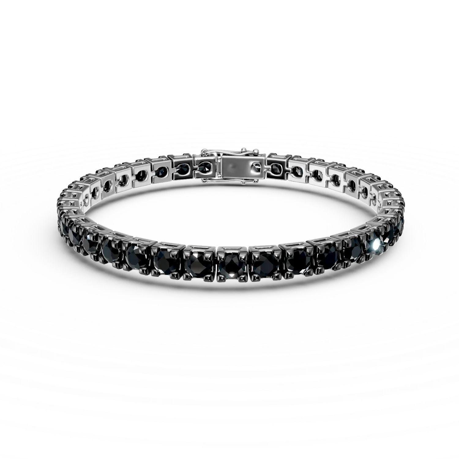 Bratara tennis din aur alb cu diamante negre taietura rose de 6ct