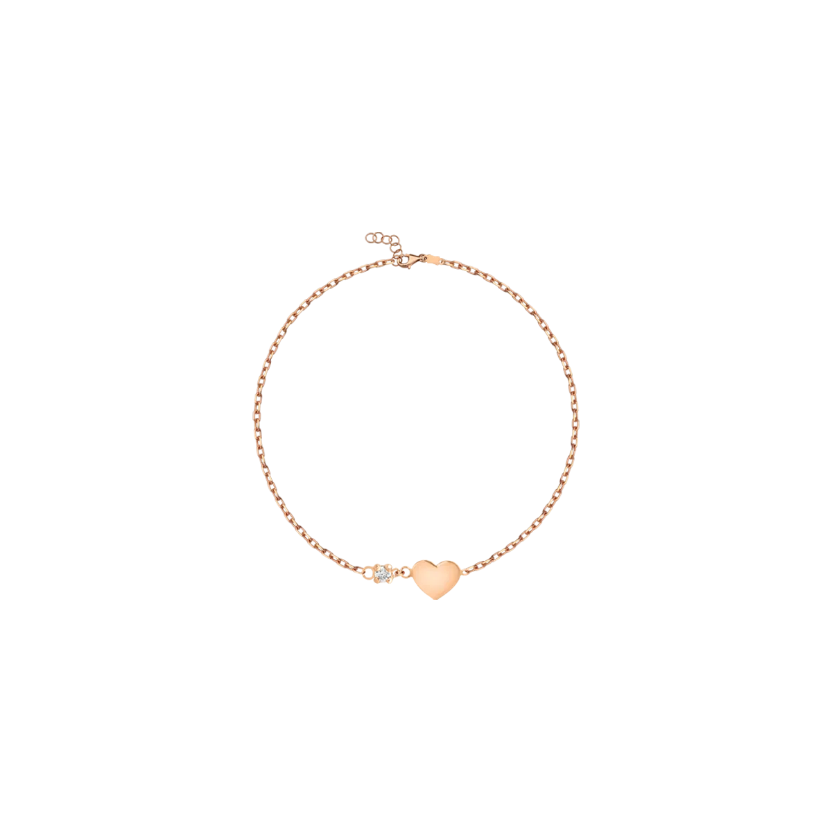 Bratara pentru copii din aur roz cu pandantiv inima si diamant de 0.02ct-176416