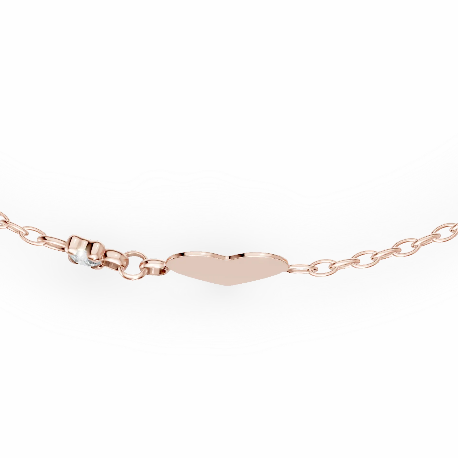 Rose gold children's bracelet with heart pendant and 0.02ct diamond