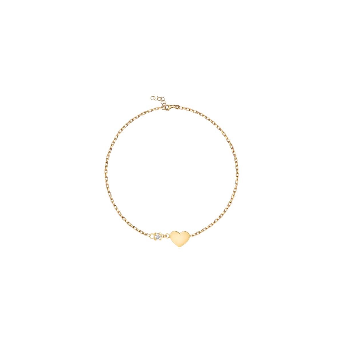 14K yellow gold heart children bracelet with 0.02ct diamond