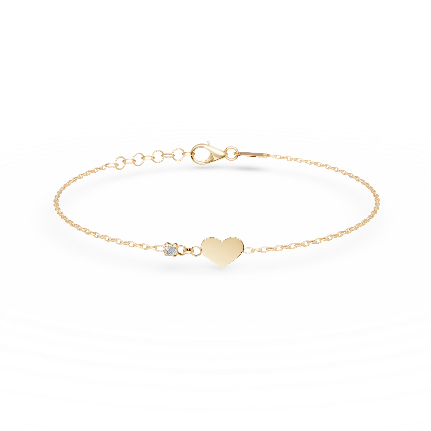 14K yellow gold heart children bracelet with 0.02ct diamond-110329