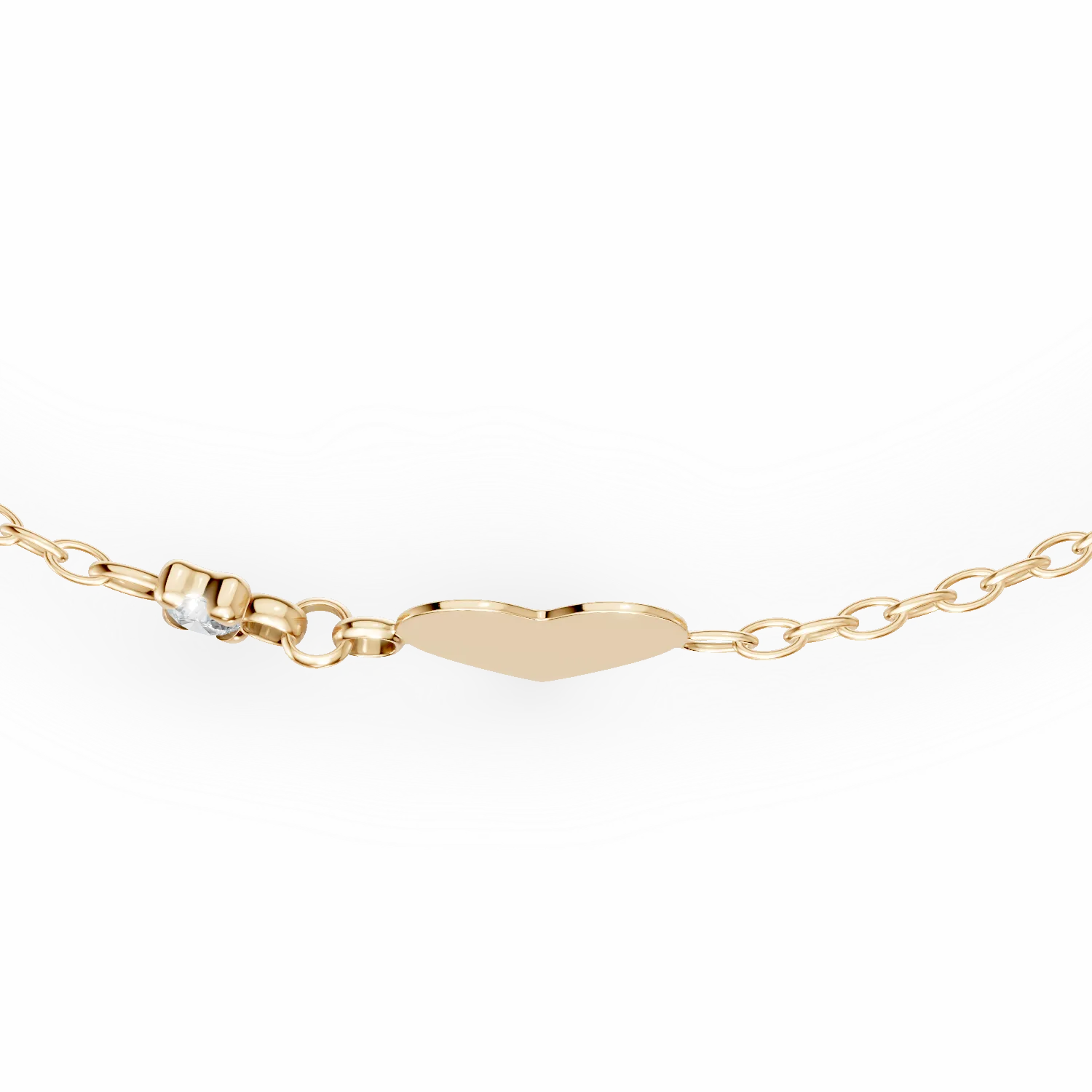 14K yellow gold heart children bracelet with 0.02ct diamond