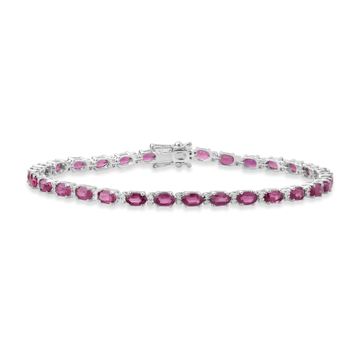 18K white gold tennis bracelet with 8.89ct treated rubies and 0.27ct diamonds
