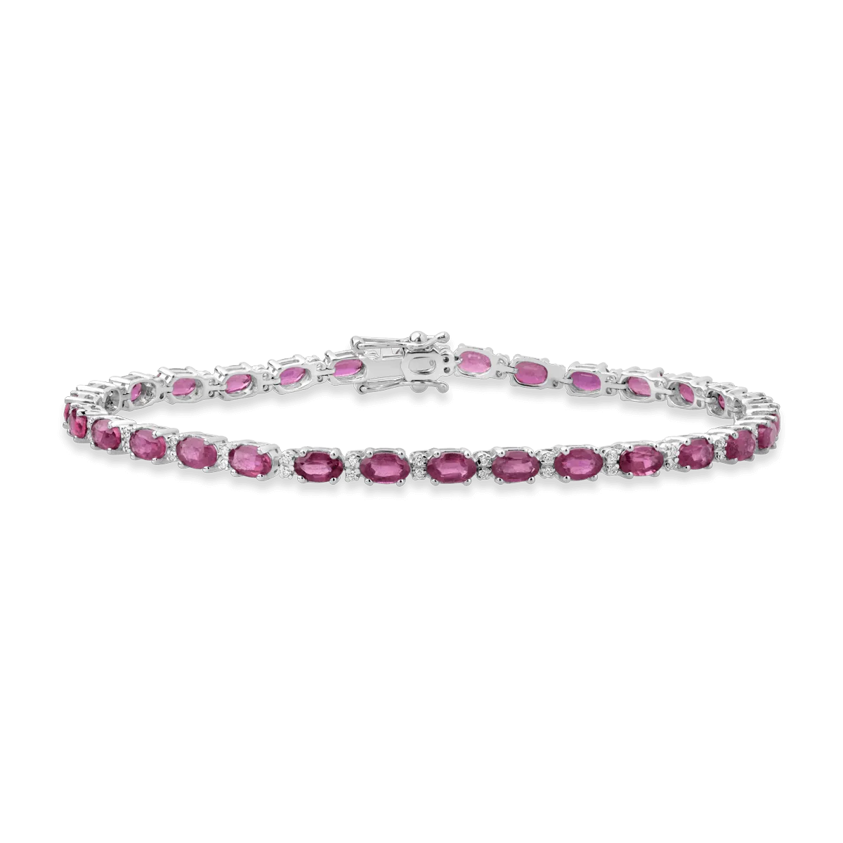 18K white gold tennis bracelet with 9.37ct rubies and 0.26ct diamonds