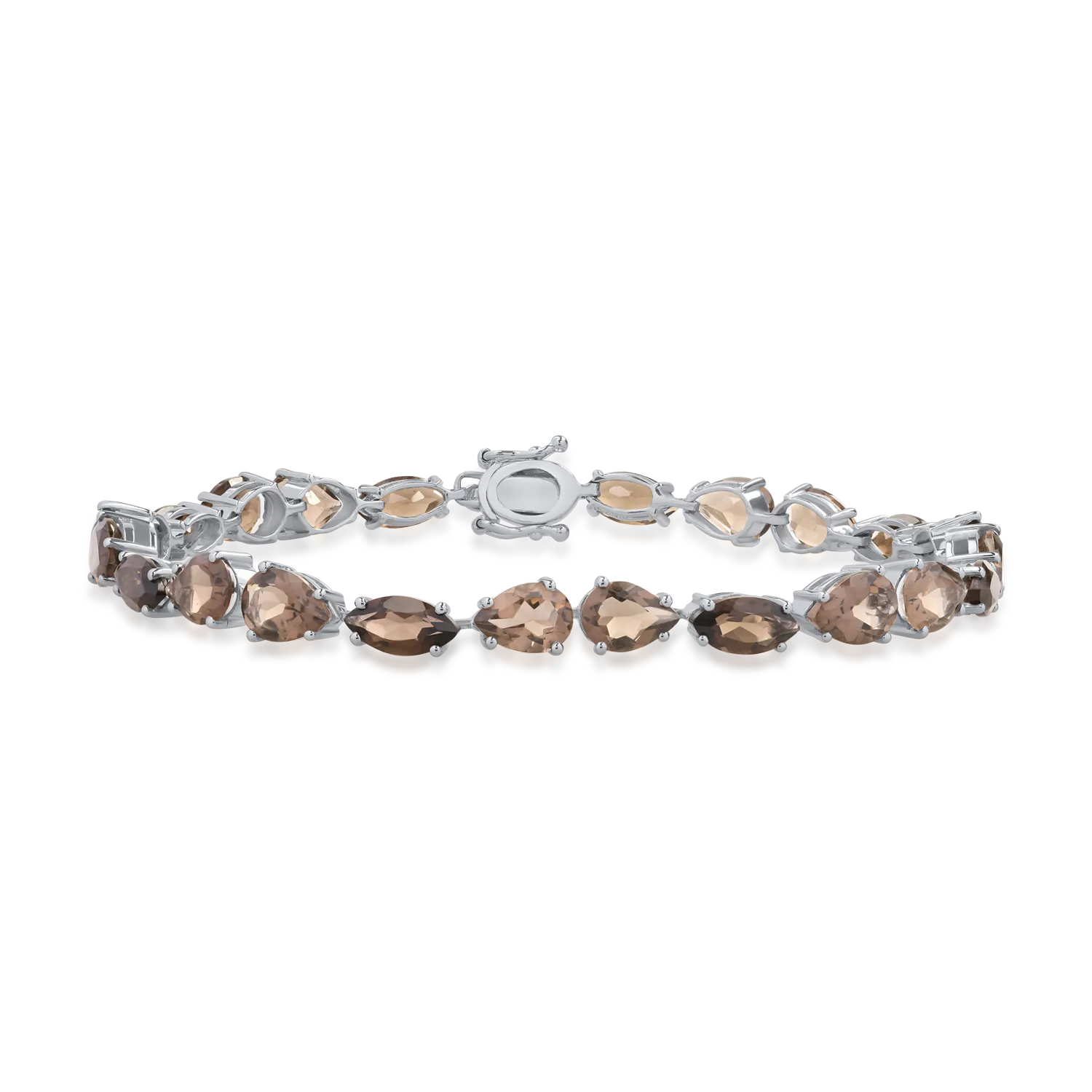 14K white gold tennis bracelet with 9.52ct smoky quartz and 4.16ct smoky quartz