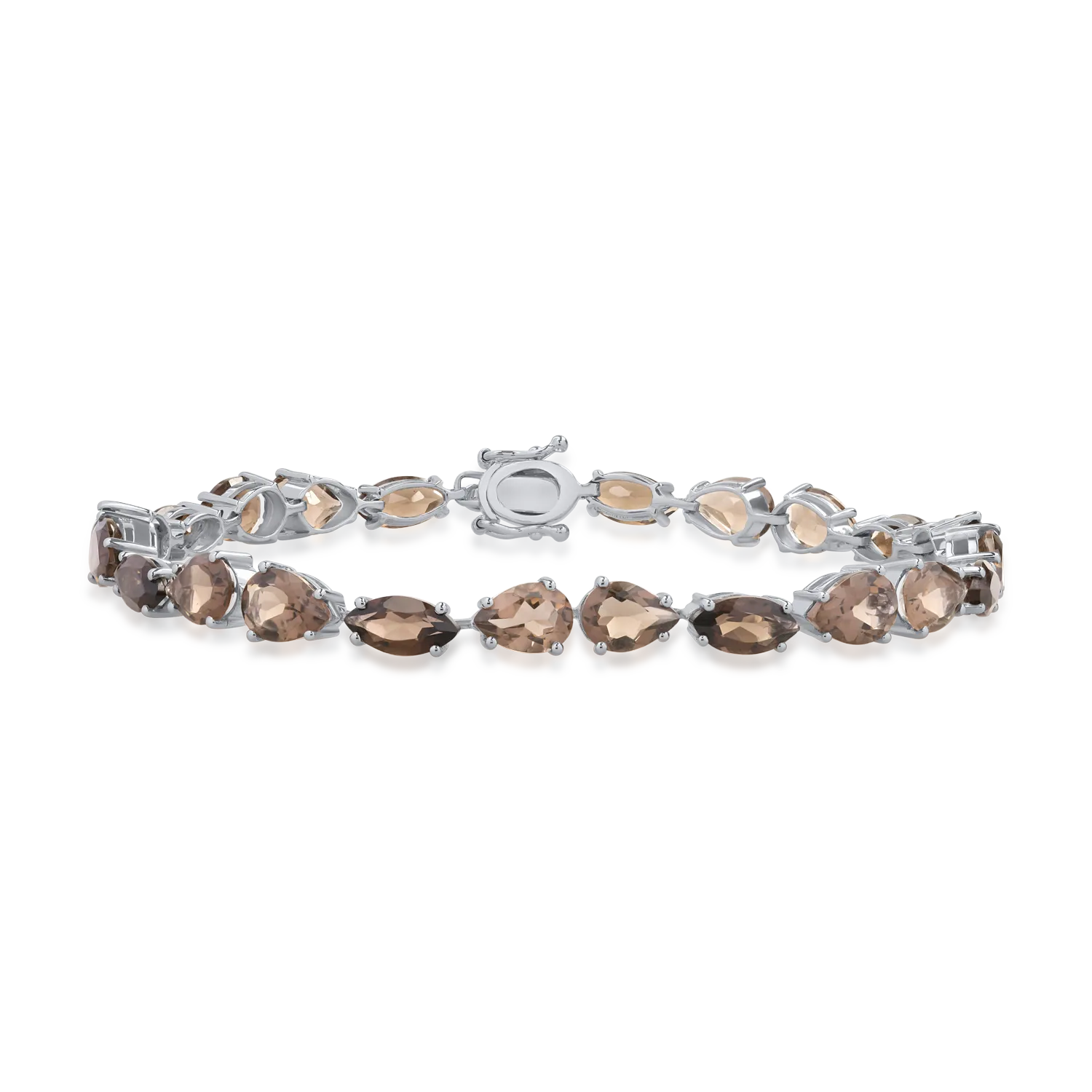 Bratara tennis din aur alb de 14K cu quartz fumuriu de 13.68ct-110451