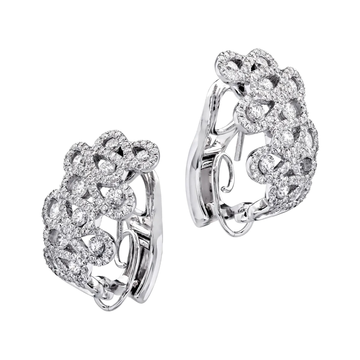 18K white gold earrings with 2.18ct diamonds