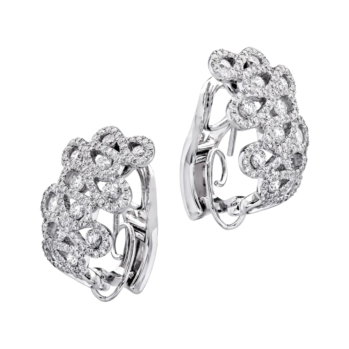 Teilor Cercei din aur alb cu diamante de 2.18ct