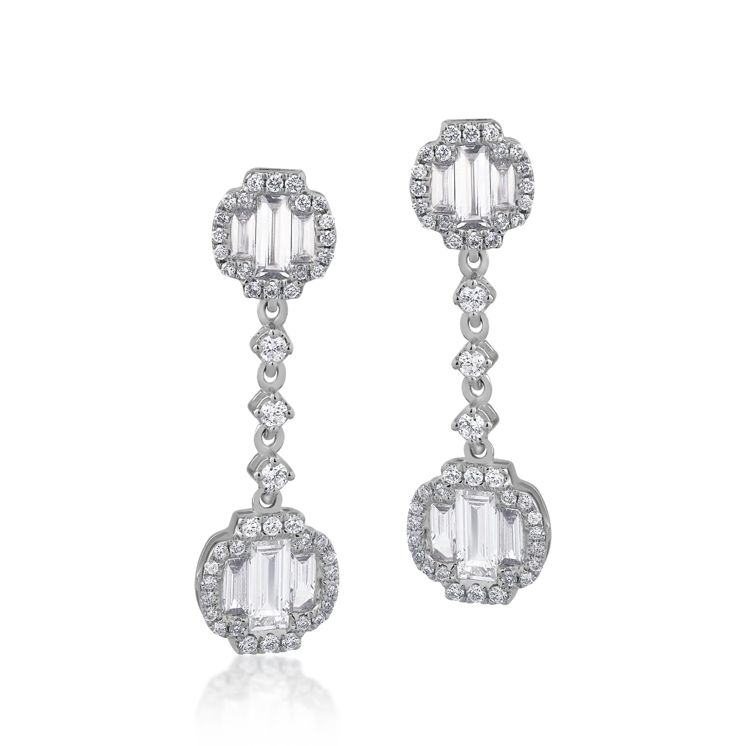 18K white gold earrings with 1.36ct diamonds