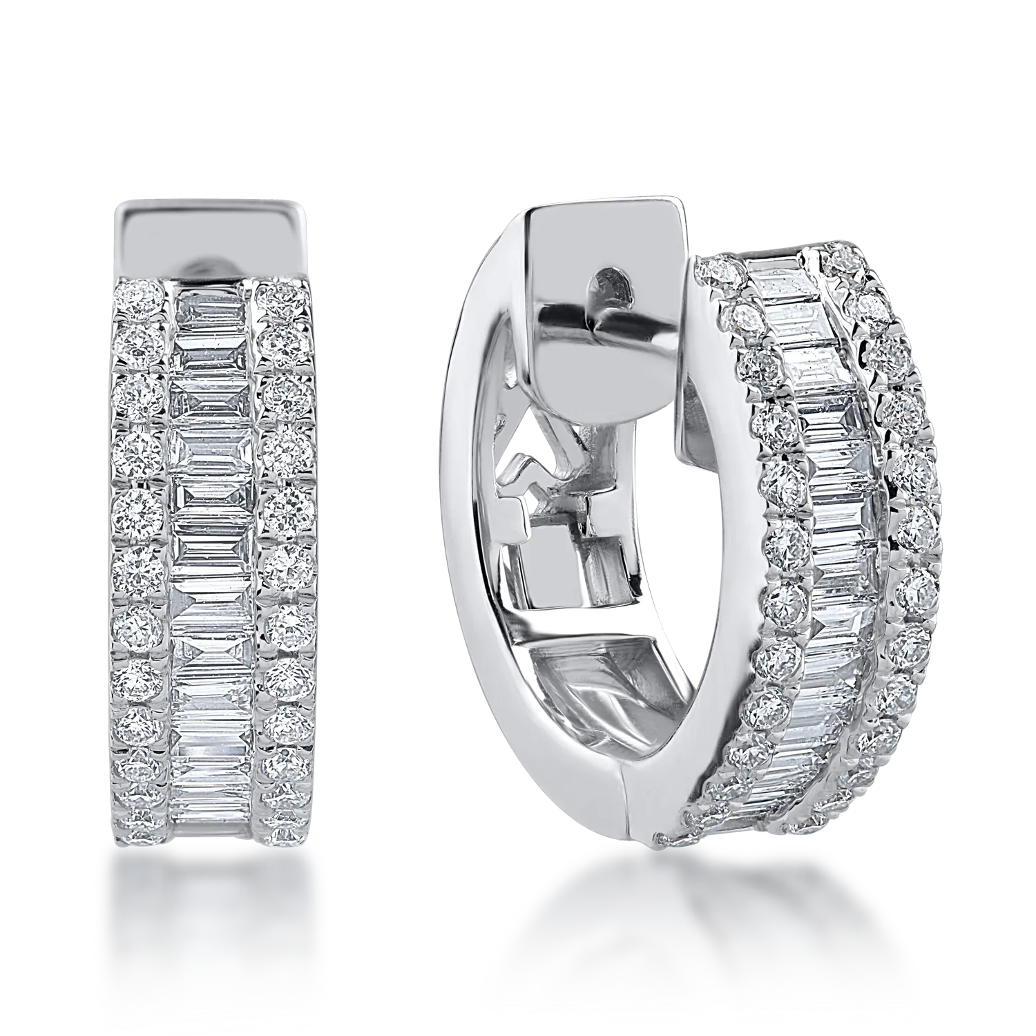 Cercei din aur alb de 18K cu diamante de 0.61ct