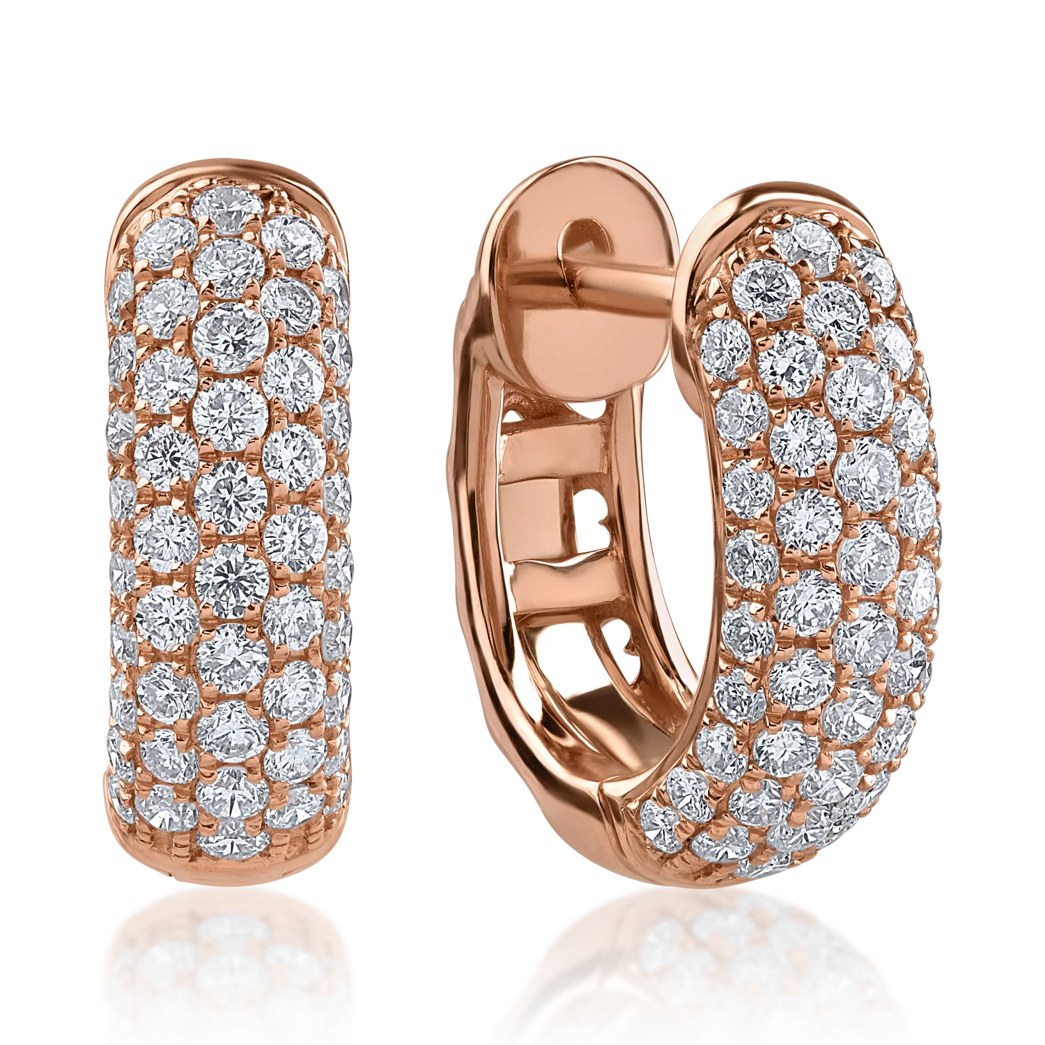 Cercei din aur roz cu diamante de 0.75ct