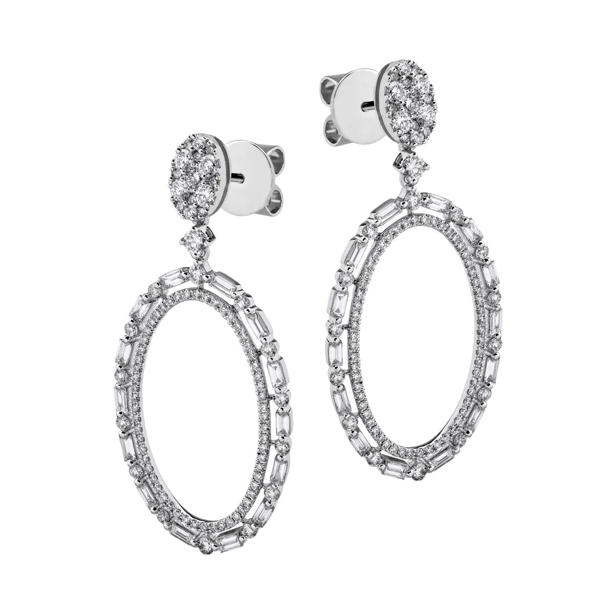 18K white gold earrings with 1.98ct diamonds