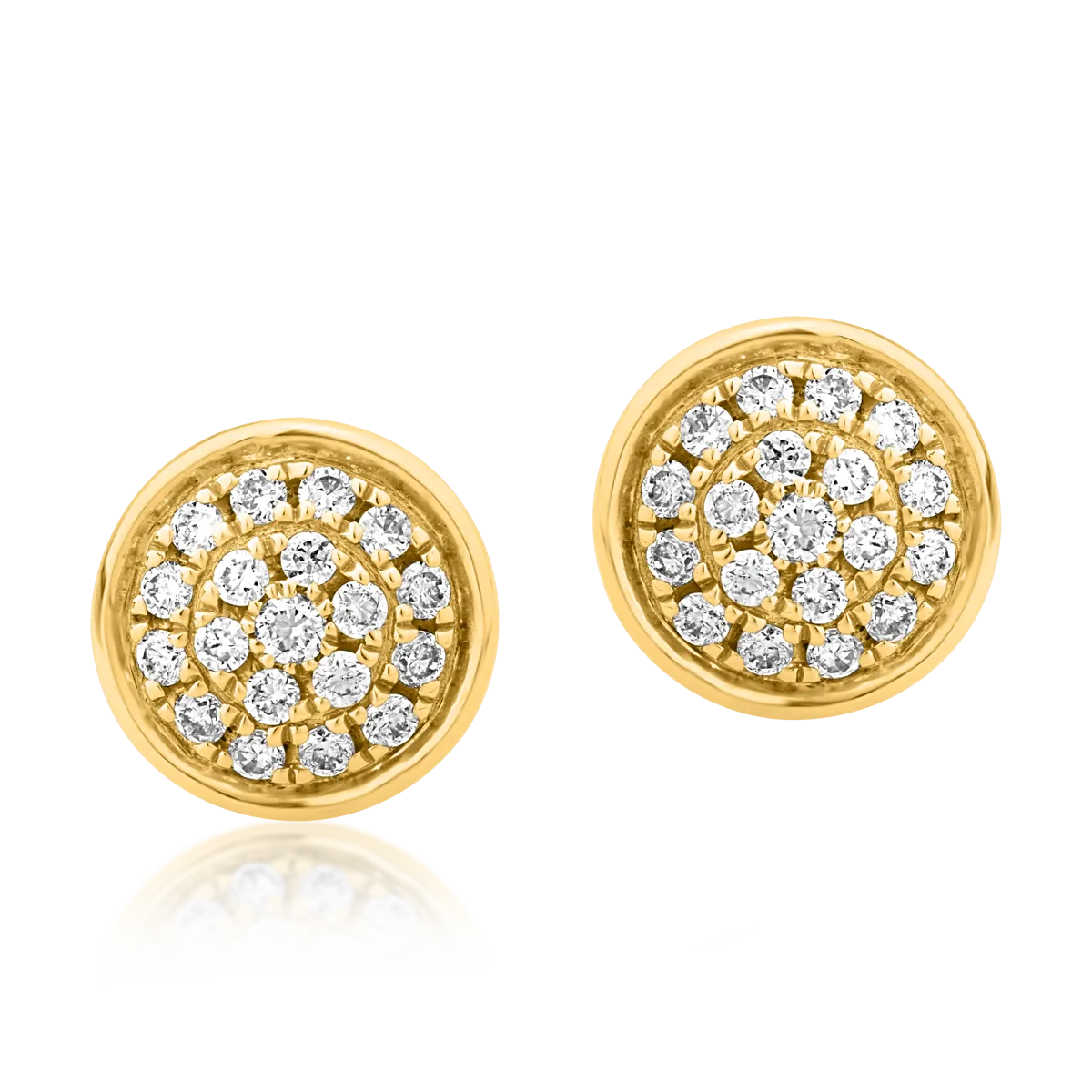 Cercei din aur galben cu diamante de 0.17ct