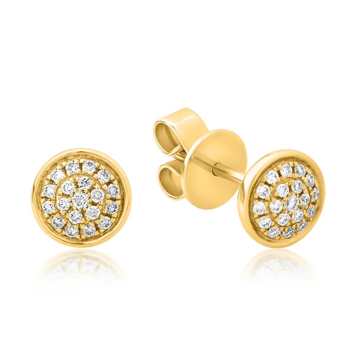 Cercei din aur galben cu diamante de 0.17ct