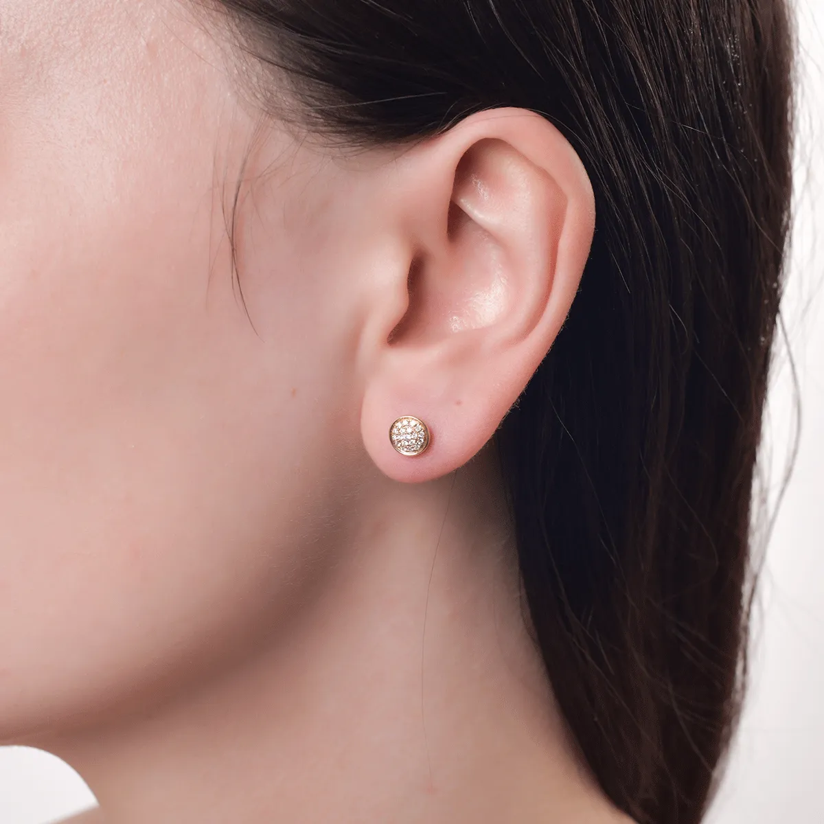 Cercei din aur galben cu diamante de 0.17ct