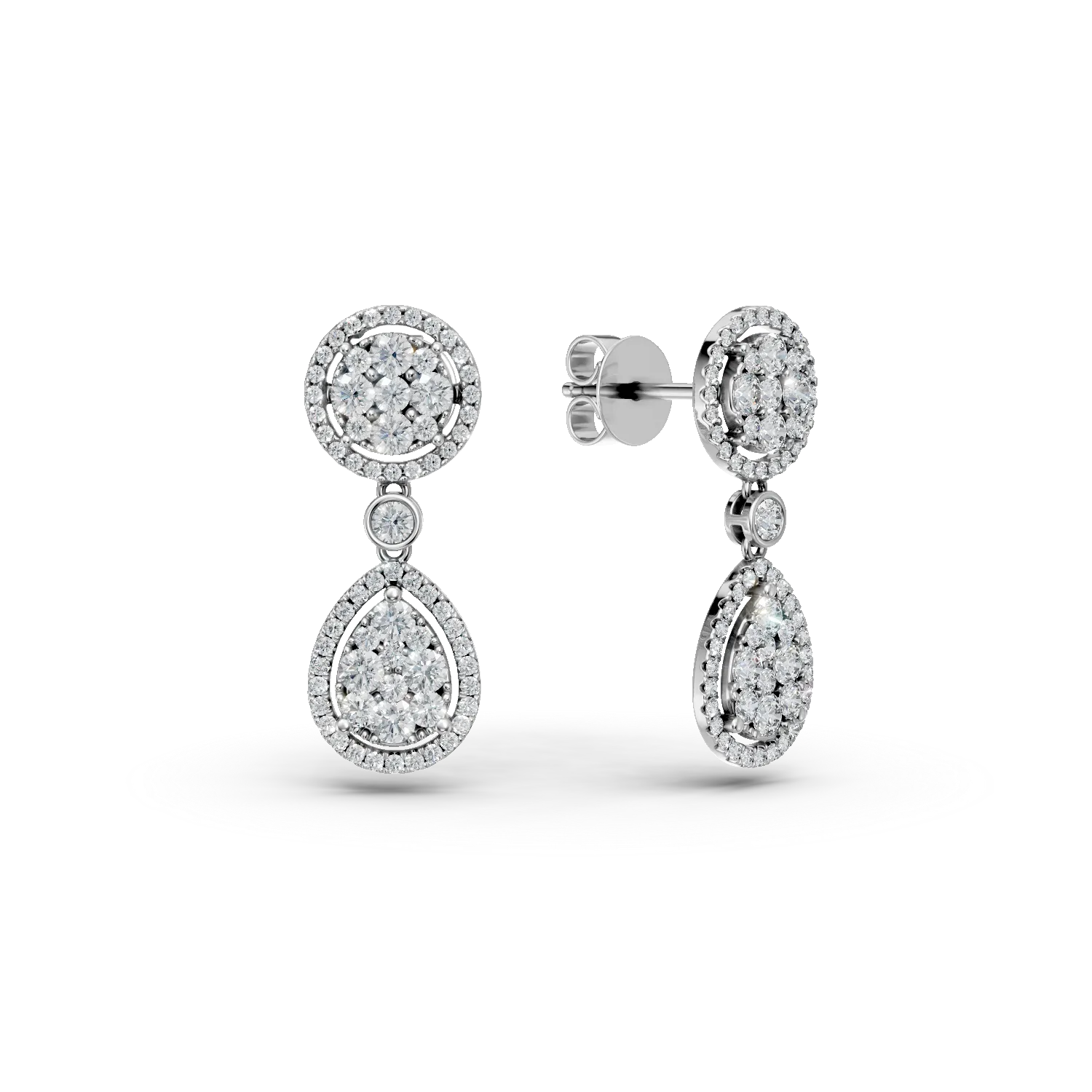 Cercei din aur alb cu diamante de 2.34ct